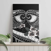 Black Polynesia Canvas Wall Art Tribal Pattern Tropical Frangipani