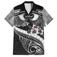 Black Polynesia Family Matching Short Sleeve Bodycon Dress and Hawaiian Shirt Tribal Pattern Tropical Frangipani