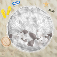 White Polynesia Beach Blanket Tribal Pattern Tropical Frangipani