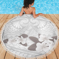 White Polynesia Beach Blanket Tribal Pattern Tropical Frangipani