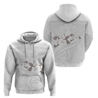 White Polynesia Zip Hoodie Tribal Pattern Tropical Frangipani