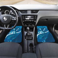 Blue Polynesia Car Mats Tribal Pattern Tropical Frangipani
