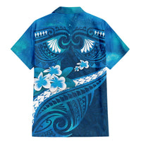 Blue Polynesia Family Matching Mermaid Dress and Hawaiian Shirt Tribal Pattern Tropical Frangipani