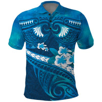 Blue Polynesia Polo Shirt Tribal Pattern Tropical Frangipani LT14 Blue - Polynesian Pride