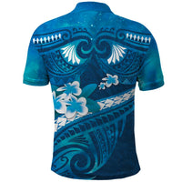 Blue Polynesia Polo Shirt Tribal Pattern Tropical Frangipani LT14 - Polynesian Pride