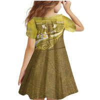 Gold Polynesia Family Matching Mermaid Dress and Hawaiian Shirt Tribal Pattern Tropical Frangipani