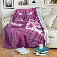 Pink Polynesia Blanket Tribal Pattern Tropical Frangipani