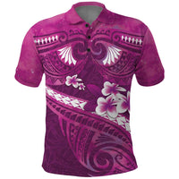 Pink Polynesia Polo Shirt Tribal Pattern Tropical Frangipani LT14 Pink - Polynesian Pride
