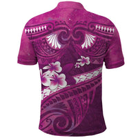 Pink Polynesia Polo Shirt Tribal Pattern Tropical Frangipani LT14 - Polynesian Pride