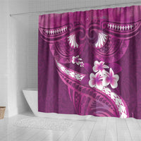Pink Polynesia Shower Curtain Tribal Pattern Tropical Frangipani