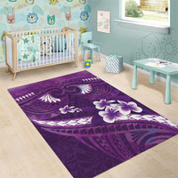 Purple Polynesia Area Rug Tribal Pattern Tropical Frangipani