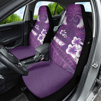 Purple Polynesia Car Seat Cover Tribal Pattern Tropical Frangipani