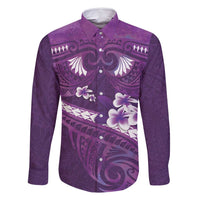 Purple Polynesia Family Matching Mermaid Dress and Hawaiian Shirt Tribal Pattern Tropical Frangipani