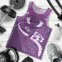 Purple Polynesia Men Tank Top Tribal Pattern Tropical Frangipani