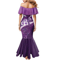 Purple Polynesia Mermaid Dress Tribal Pattern Tropical Frangipani