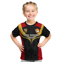 Papua New Guinea Rugby Kid T Shirt Port Moresby Vipers PNG Polynesian Pattern LT14 Black - Polynesian Pride