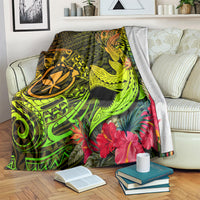 Hawaii Blanket Kanaka Map With Polynesian Shark Tattoo Reggae Unique LT14 - Polynesian Pride