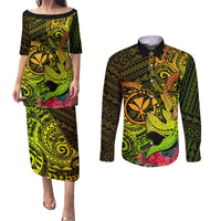 Hawaii Couples Matching Puletasi Dress and Long Sleeve Button Shirts Kanaka Map With Polynesian Shark Tattoo Reggae Unique LT14 Reggae - Polynesian Pride