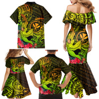 Hawaii Family Matching Mermaid Dress and Hawaiian Shirt Kanaka Map With Polynesian Shark Tattoo Reggae Unique LT14 - Polynesian Pride