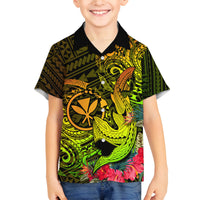 Hawaii Family Matching Puletasi Dress and Hawaiian Shirt Kanaka Map With Polynesian Shark Tattoo Reggae Unique LT14 Son's Shirt Reggae - Polynesian Pride