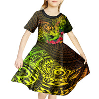 Hawaii Kid Short Sleeve Dress Kanaka Map With Polynesian Shark Tattoo Reggae Unique LT14 - Polynesian Pride