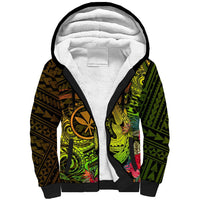 Hawaii Sherpa Hoodie Kanaka Map With Polynesian Shark Tattoo Reggae Unique LT14 Unisex Reggae - Polynesian Pride