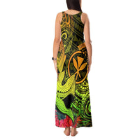 Hawaii Tank Maxi Dress Kanaka Map With Polynesian Shark Tattoo Reggae Unique LT14 - Polynesian Pride