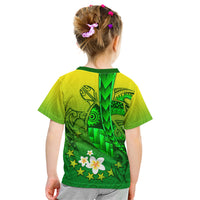 Kia Orana Cook Islands Kid T Shirt Kuki Airani Tattoo Pattern With Sea Turtle LT14 - Polynesian Pride