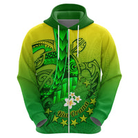 Kia Orana Cook Islands Zip Hoodie Kuki Airani Tattoo Pattern With Sea Turtle LT14 - Polynesian Pride