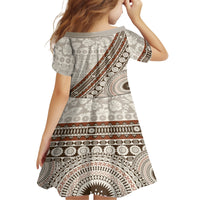 Bula Fiji Kid Short Sleeve Dress Fijian Masi Tapa Cloth Vintage Vibes LT14 - Polynesian Pride