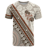 Bula Fiji T Shirt Fijian Masi Tapa Cloth Vintage Vibes LT14 Beige - Polynesian Pride