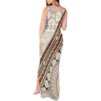 Bula Fiji Tank Maxi Dress Fijian Masi Tapa Cloth Vintage Vibes LT14 - Polynesian Pride
