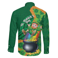 St Patrick's Day Hawaii Family Matching Off The Shoulder Long Sleeve Dress and Hawaiian Shirt Hauoli Maoli Funny Shaka Leprechaun LT14 - Polynesian Pride