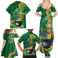 St Patrick's Day Hawaii Family Matching Summer Maxi Dress and Hawaiian Shirt Hauoli Maoli Funny Shaka Leprechaun
