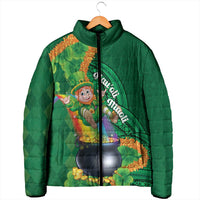 St Patrick's Day Hawaii Padded Jacket Hauoli Maoli Funny Shaka Leprechaun LT14 - Polynesian Pride
