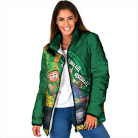 St Patrick's Day Hawaii Padded Jacket Hauoli Maoli Funny Shaka Leprechaun LT14 Women Green - Polynesian Pride