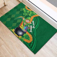 St Patrick's Day Hawaii Rubber Doormat Hauoli Maoli Funny Shaka Leprechaun