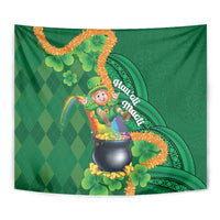St Patrick's Day Hawaii Tapestry Hauoli Maoli Funny Shaka Leprechaun LT14 - Polynesian Pride