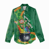 St Patrick's Day Hawaii Women Casual Shirt Hauoli Maoli Funny Shaka Leprechaun