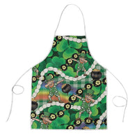 St Patrick's Day Palaka Hawaii Apron Kukui Nut Pikake Lei Shamrock Dabbing Leprechaun LT14 Green - Polynesian Pride