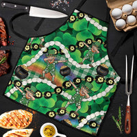 St Patrick's Day Palaka Hawaii Apron Kukui Nut Pikake Lei Shamrock Dabbing Leprechaun LT14 Green - Polynesian Pride