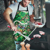 St Patrick's Day Palaka Hawaii Apron Kukui Nut Pikake Lei Shamrock Dabbing Leprechaun LT14 - Polynesian Pride