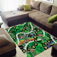 St Patrick's Day Palaka Hawaii Area Rug Kukui Nut Pikake Lei Shamrock Dabbing Leprechaun