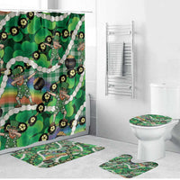 St Patrick's Day Palaka Hawaii Bathroom Set Kukui Nut Pikake Lei Shamrock Dabbing Leprechaun LT14 Bathroom Set (4 pcs) Green - Polynesian Pride