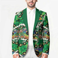 St Patrick's Day Palaka Hawaii Blazer Kukui Nut Pikake Lei Shamrock Dabbing Leprechaun