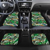 St Patrick's Day Palaka Hawaii Car Mats Kukui Nut Pikake Lei Shamrock Dabbing Leprechaun