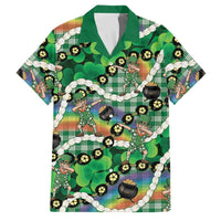 St Patrick's Day Palaka Hawaii Family Matching Summer Maxi Dress and Hawaiian Shirt Kukui Nut Pikake Lei Shamrock Dabbing Leprechaun
