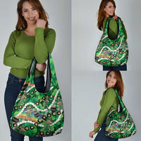 St Patrick's Day Palaka Hawaii Grocery Bag Kukui Nut Pikake Lei Shamrock Dabbing Leprechaun