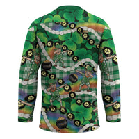 St Patrick's Day Palaka Hawaii Hockey Jersey Kukui Nut Pikake Lei Shamrock Dabbing Leprechaun
