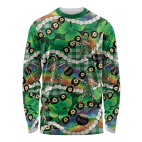 St Patrick's Day Palaka Hawaii Long Sleeve Shirt Kukui Nut Pikake Lei Shamrock Dabbing Leprechaun